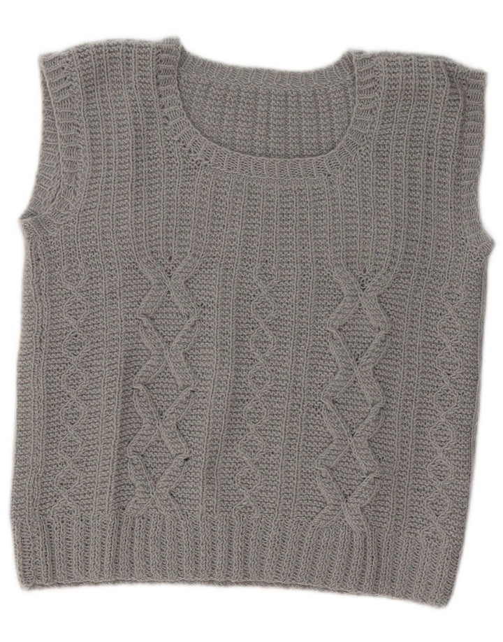 Canottiera vintage da donna UK 14 grigio medio