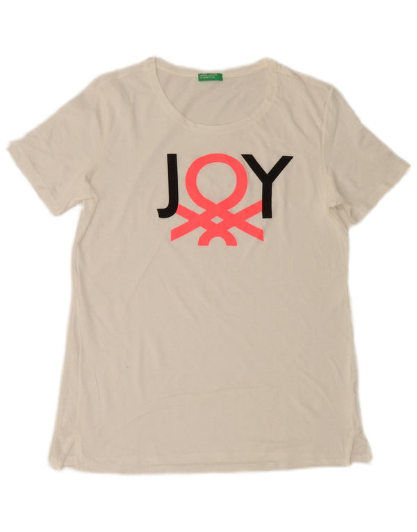 T-shirt grafica da donna Benetton Top UK 12 Medium White