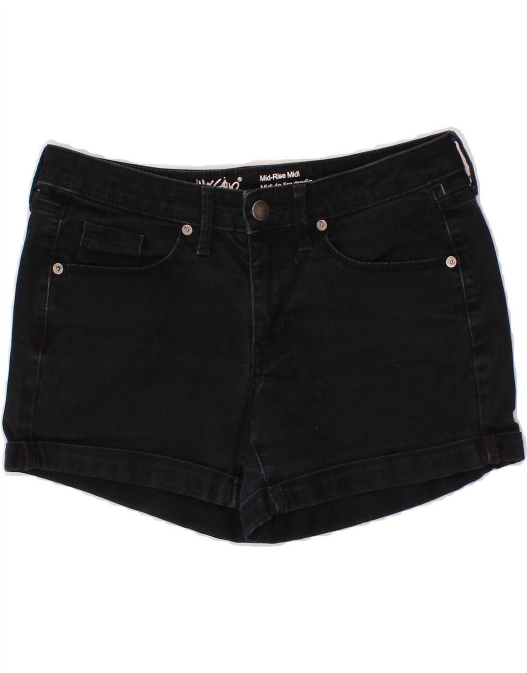 MOSSIMO Womens Mid Rise Denim Shorts US 4 Small W27 Black Cotton Vintage Mossimo and Second-Hand Mossimo from Messina Hembry 