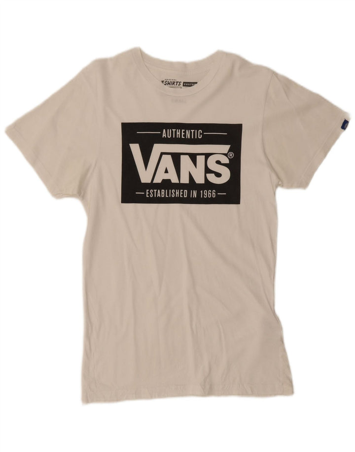 T-shirt grafica personalizzata da uomo Vans Top piccola in cotone bianco