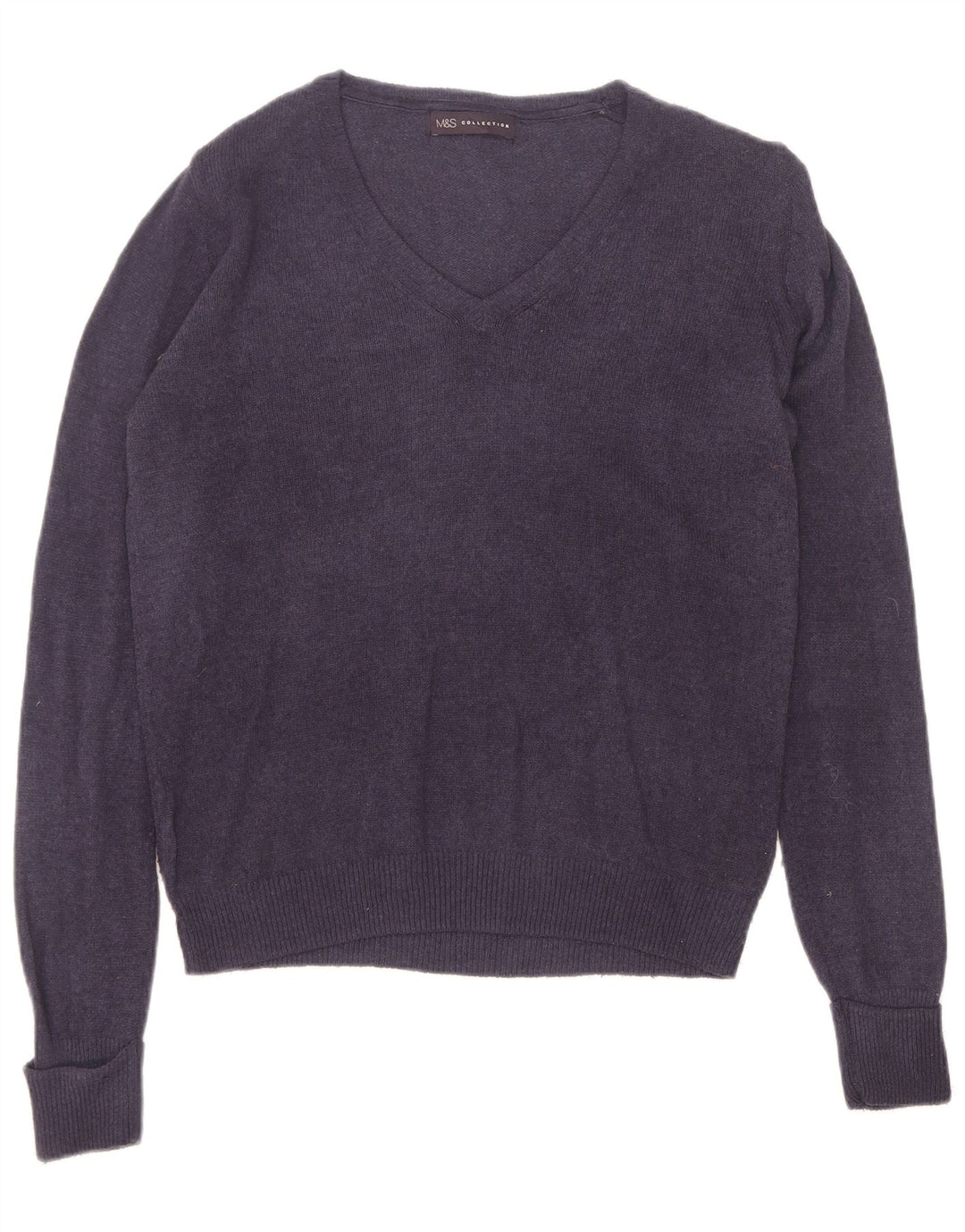 Maglione maglione con scollo a V da donna Marks & Spencer UK 10 piccolo blu navy