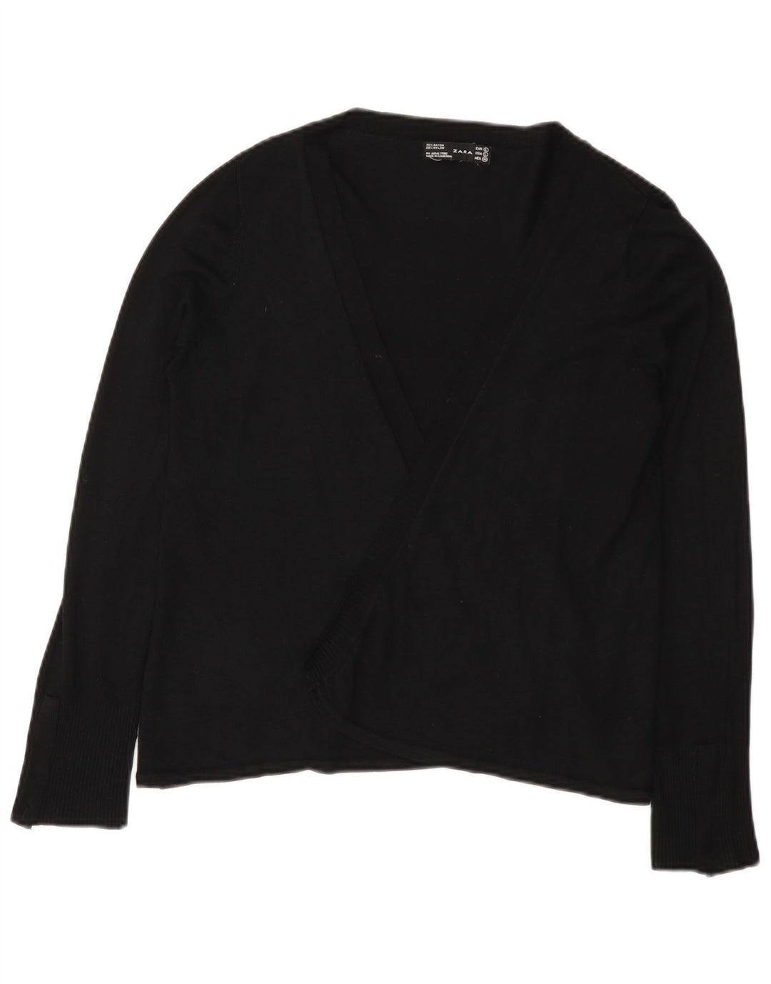 Maglione cardigan aperto da donna Zara UK 14 grande rayon nero