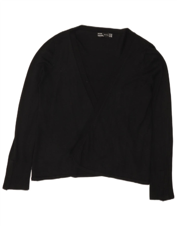 Maglione cardigan aperto da donna Zara UK 14 grande rayon nero