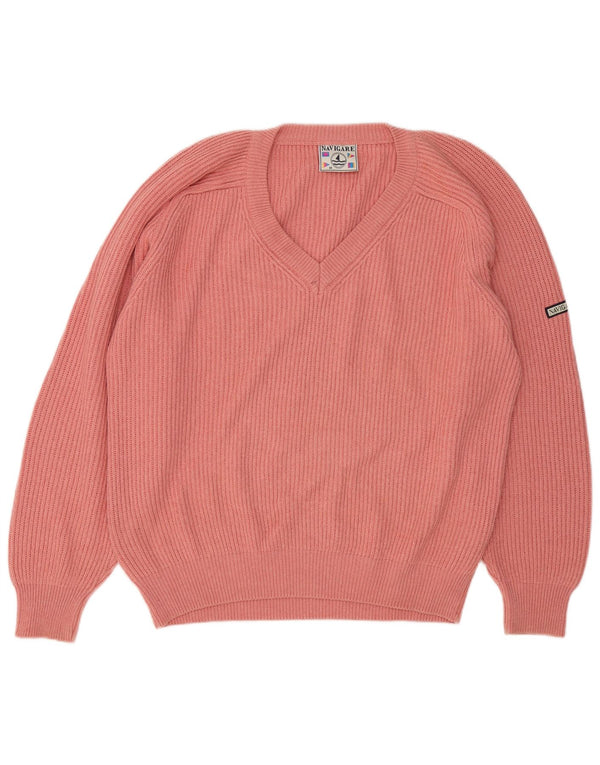 Maglione maglione oversize con scollo a V da donna Navigare UK 14 Cotone rosa medio