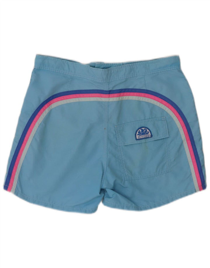Pantaloncini da bagno da uomo Sundek in nylon a righe blu medio