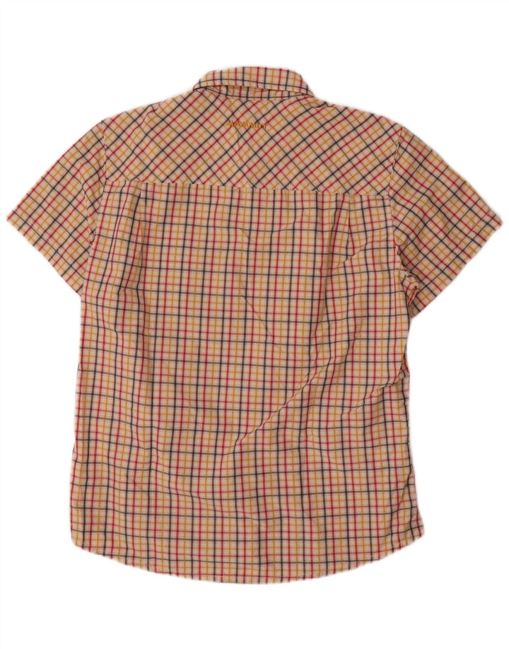 Camicia a maniche corte da uomo Mammut in poliammide a quadri beige medio