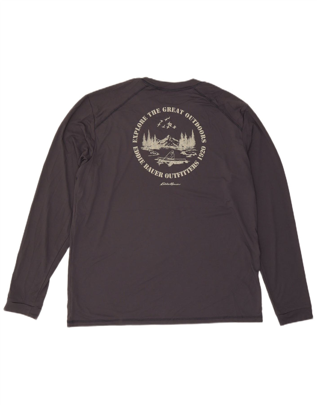 EDDIE BAUER Top grafico da uomo manica lunga XL poliestere grigio