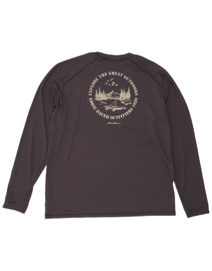 EDDIE BAUER Top grafico da uomo manica lunga XL poliestere grigio