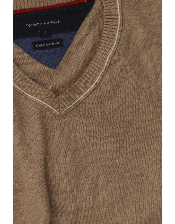 Maglione maglione con scollo a V da uomo Tommy Hilfiger piccolo cotone grigio