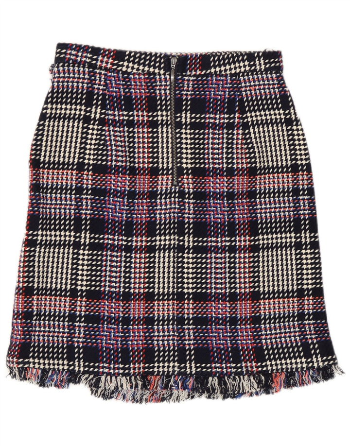 Gonna dritta da donna Marks & Spencer UK 8 piccola W28 a quadri multicolore