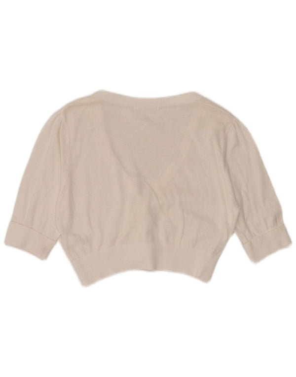 Maglione Bolero da donna a 1/2 maniche Marks & Spencer UK 14 grande cotone bianco