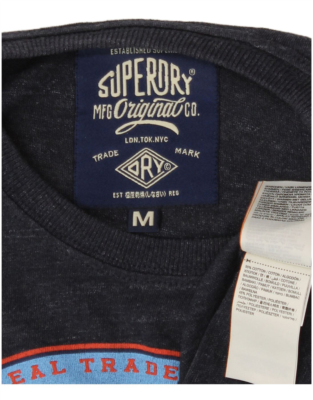 T-shirt grafica da uomo Superdry Top in cotone blu navy medio