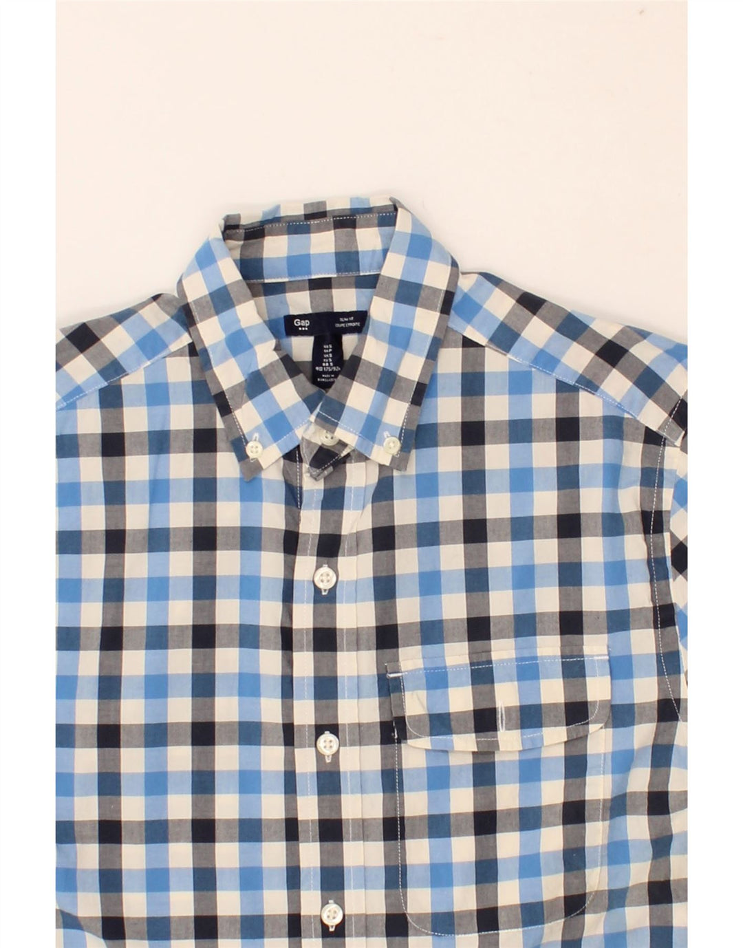 GAP Mens Slim Fit Shirt Small Blue Gingham Cotton Vintage Gap and Second-Hand Gap from Messina Hembry 