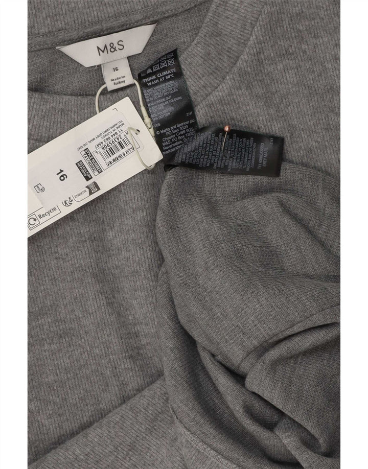 T-shirt da donna Marks & Spencer Top UK 16 grande poliestere grigio