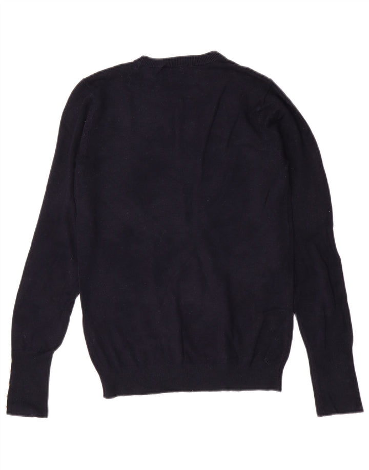 Maglione maglione girocollo da donna Zara UK 12 viscosa blu navy medio