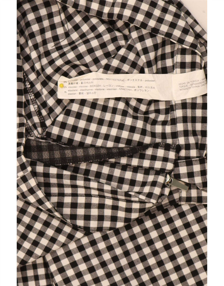 Pantaloni casual svasati da donna Zara piccoli W26 L26 poliestere a quadretti neri