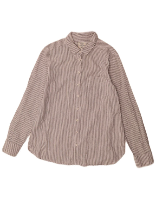 Camicia in flanella da donna Fat Face UK 14 Cotone gessato bianco grande