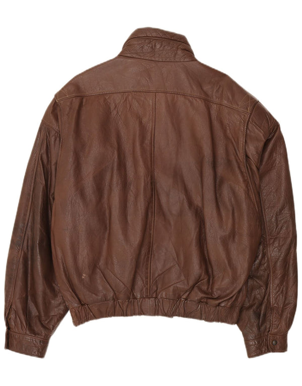 Giacca in pelle vintage da uomo UK 44 2XL Pelle marrone