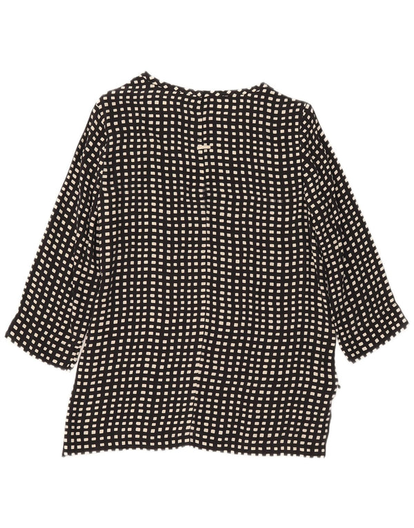 Max Mara Camicetta da donna con maniche a 3/4 Top UK 10 Piccola seta geometrica nera