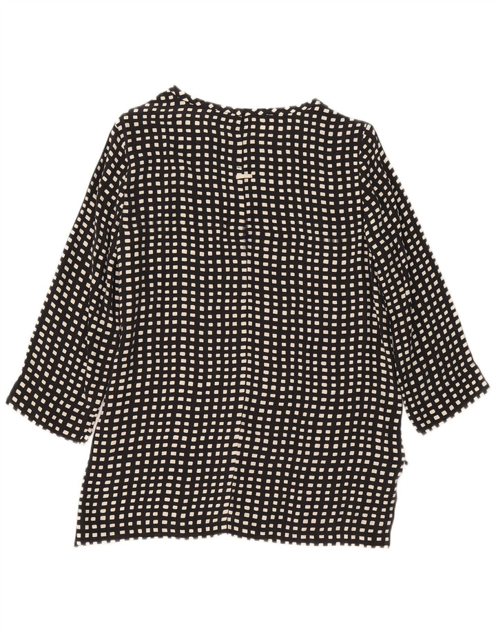Max Mara Camicetta da donna con maniche a 3/4 Top UK 10 Piccola seta geometrica nera