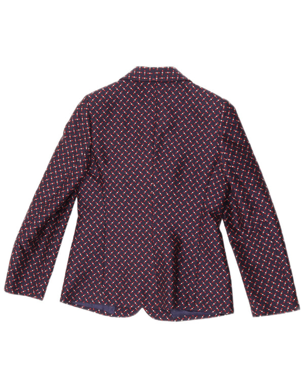 Giacca blazer a 3 bottoni da donna Giole UK 8 piccola blu navy geometrica