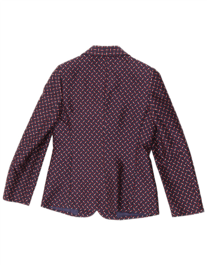 Giacca blazer a 3 bottoni da donna Giole UK 8 piccola blu navy geometrica