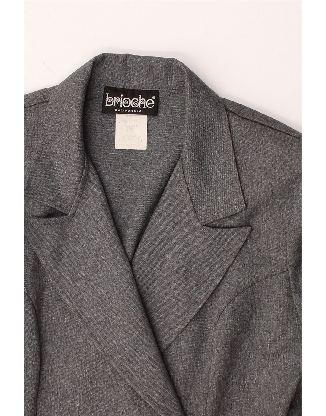 BRIOCHE Womens Double Breasted Blazer Jacket UK 10 Small Grey Polyester Vintage Brioche and Second-Hand Brioche from Messina Hembry 