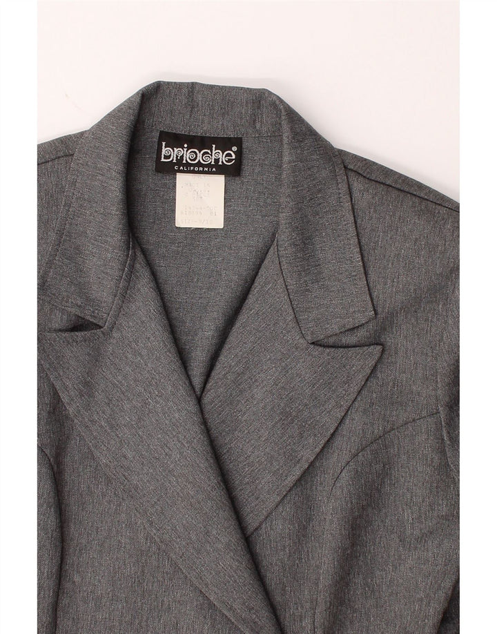 BRIOCHE Womens Double Breasted Blazer Jacket UK 10 Small Grey Polyester Vintage Brioche and Second-Hand Brioche from Messina Hembry 