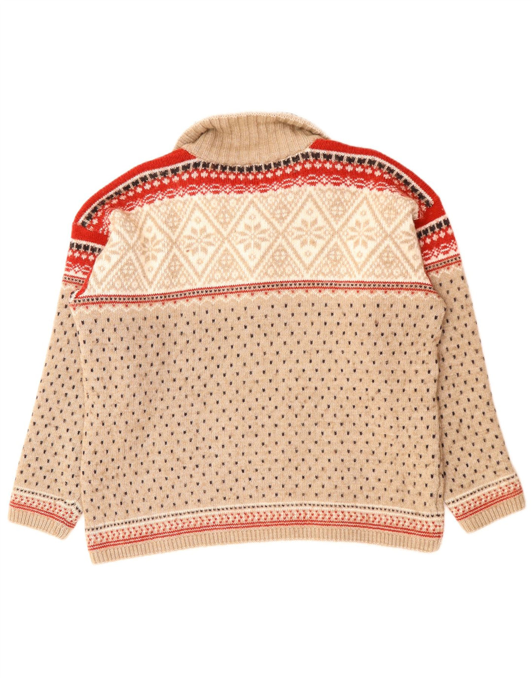 CAMPAGNOLO Maglione da uomo con zip e collo XL Lana Fair Isle beige