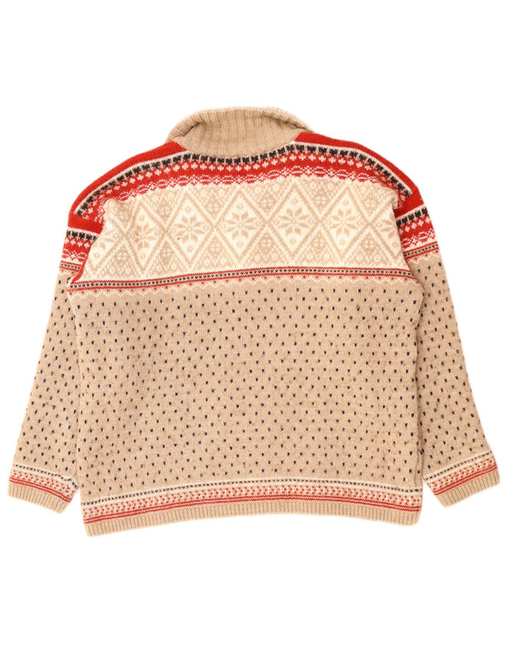 CAMPAGNOLO Maglione da uomo con zip e collo XL Lana Fair Isle beige