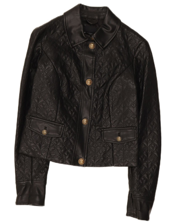 Giacca da donna in ecopelle Crop Guess US 2 XS in polietilene nero