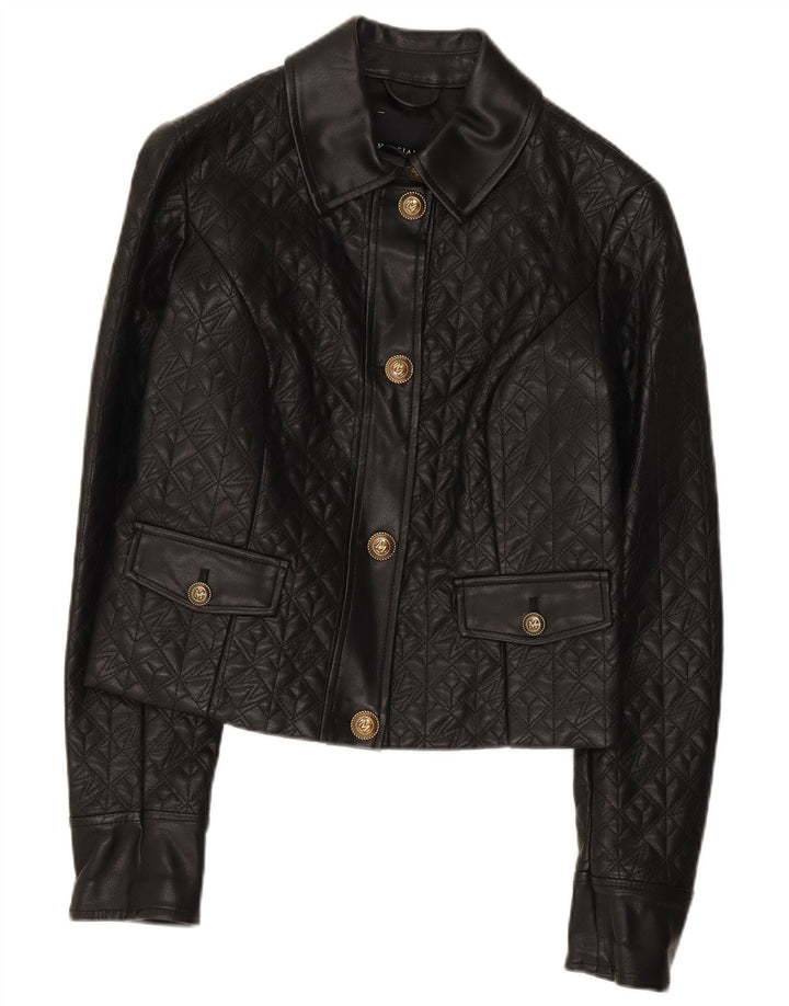 Giacca da donna in ecopelle Crop Guess US 2 XS in polietilene nero