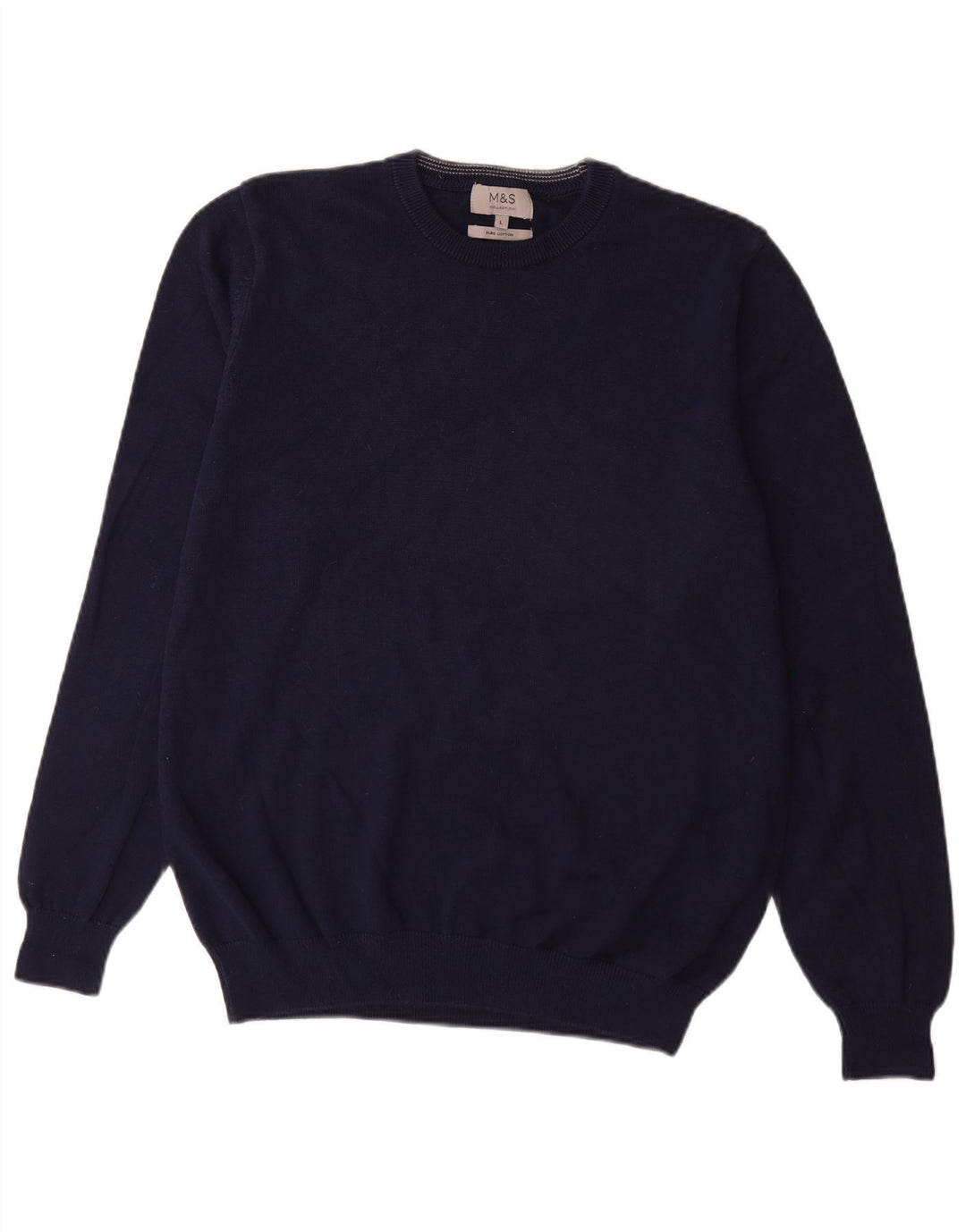 Maglione maglione girocollo da uomo Marks & Spencer grande cotone blu navy