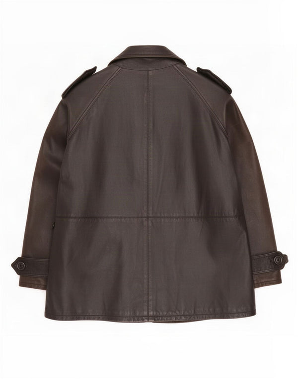 Giacca militare doppiopetto oversize da donna vintage IT 42 media nera