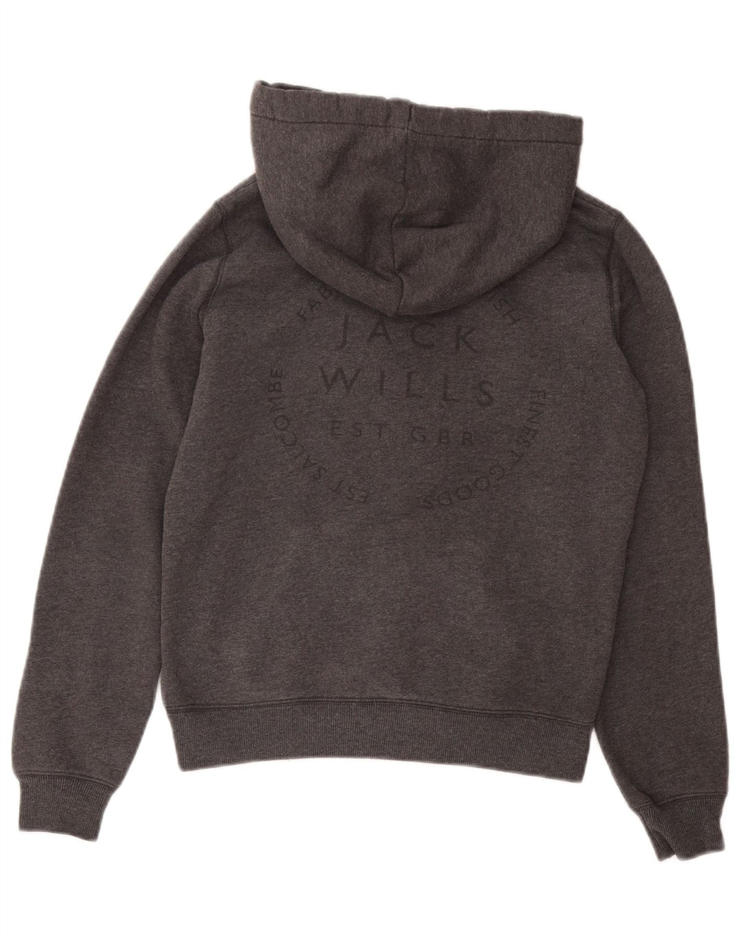 JACK WILLS Felpa con cappuccio grafica da donna UK 14 Grigio medio