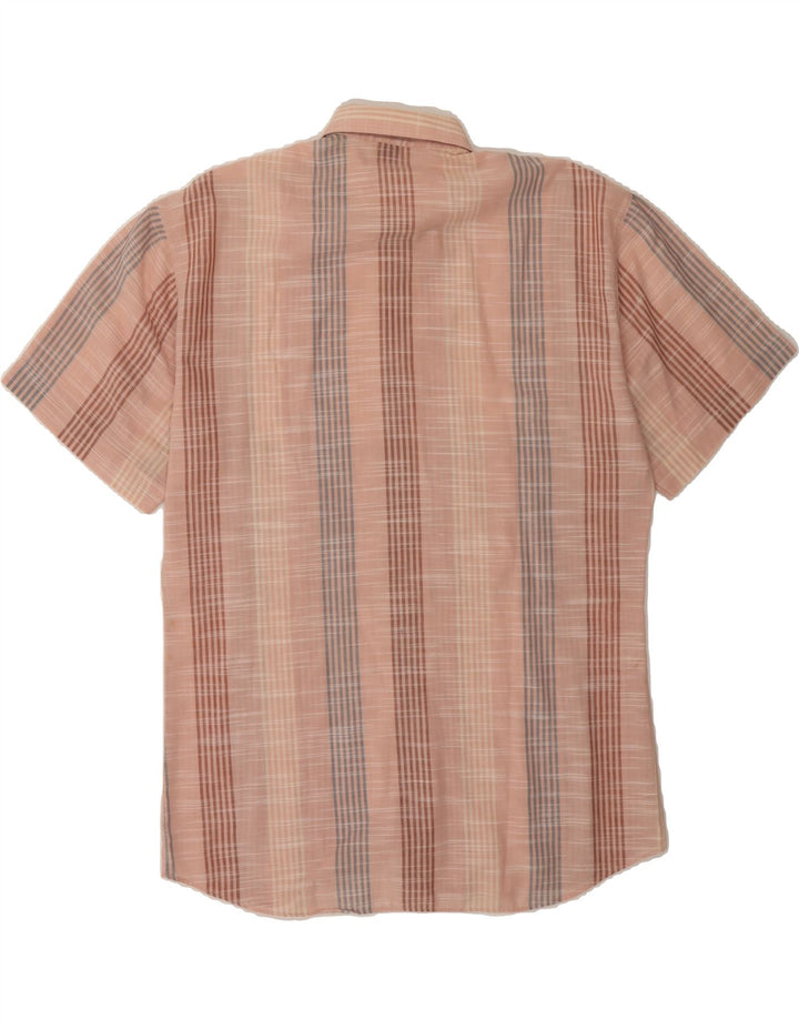 VINTAGE Mens Short Sleeve Shirt Medium Pink Striped Vintage Vintage and Second-Hand Vintage from Messina Hembry 