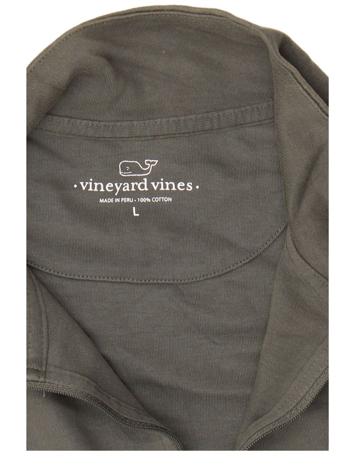 VINEYARD VINES Felpa da uomo con zip e collo maglione grande grigio