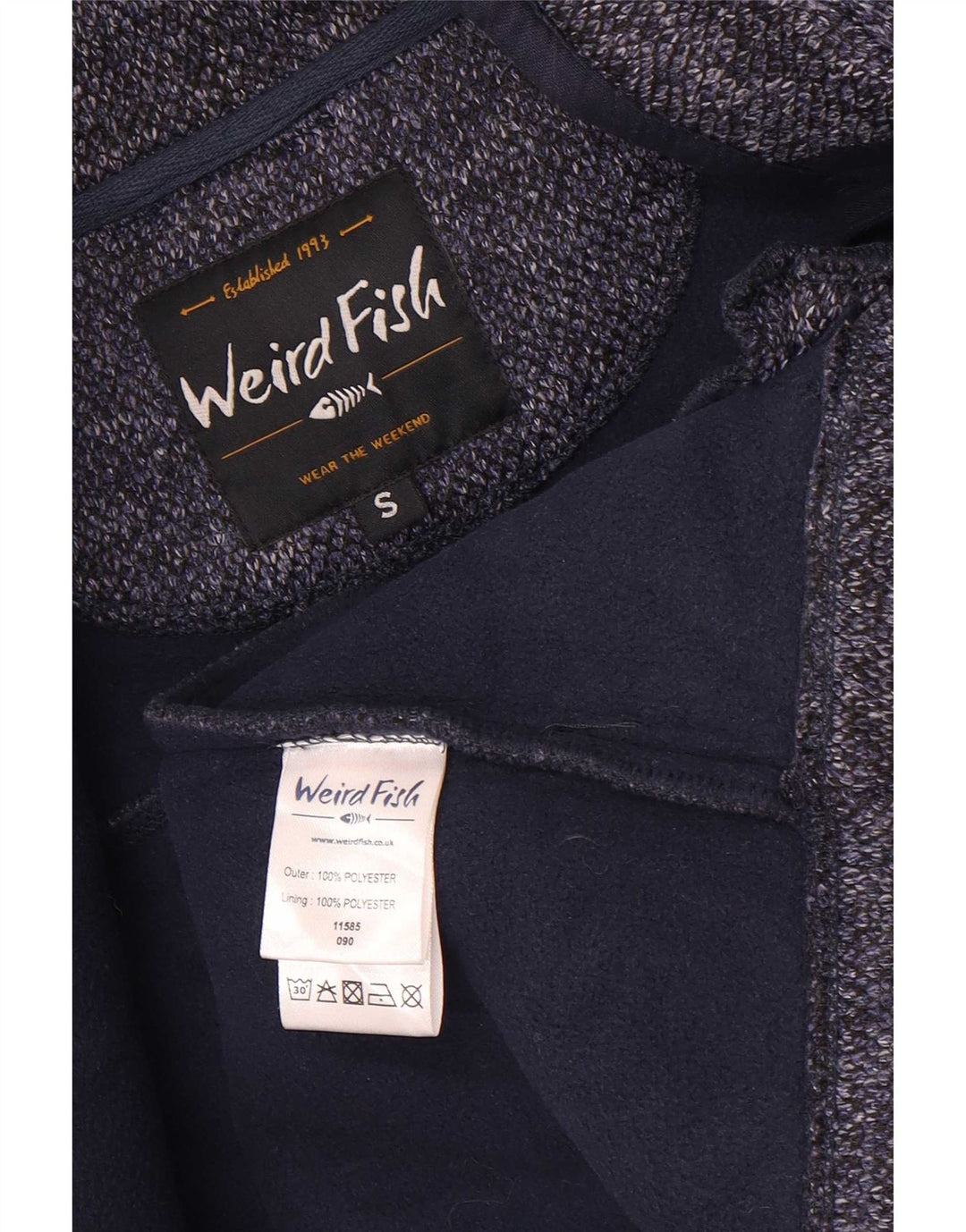 Giacca da ginnastica da donna Weird Fish piccola in poliestere screziato blu navy