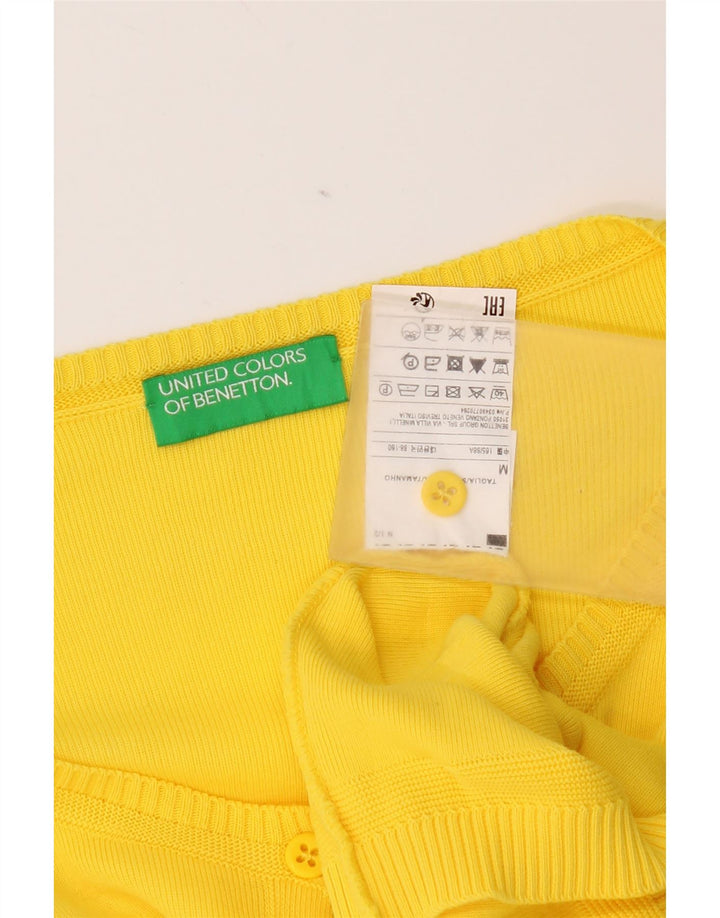 Maglione cardigan da donna Benetton UK 12 cotone giallo medio