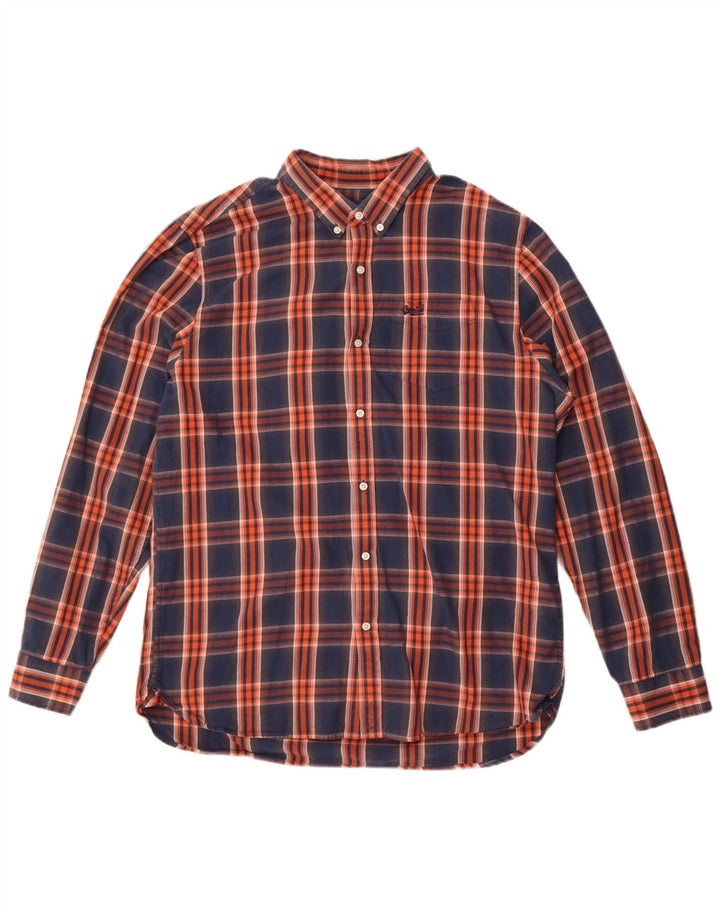 Camicia da uomo in flanella Superdry 2XL cotone a quadri blu navy