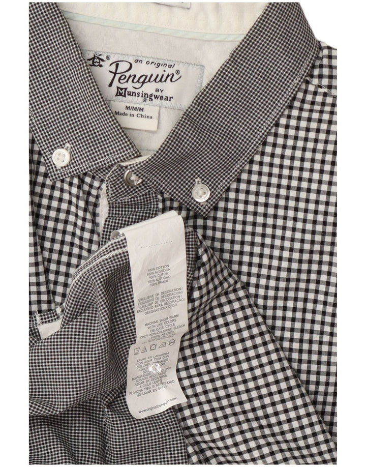 Penguin Camicia a maniche corte Heritage da uomo in cotone a quadretti grigio medio