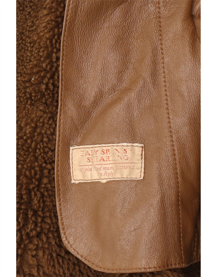 Cappotto vintage in shearling da uomo UK 40 grande marrone