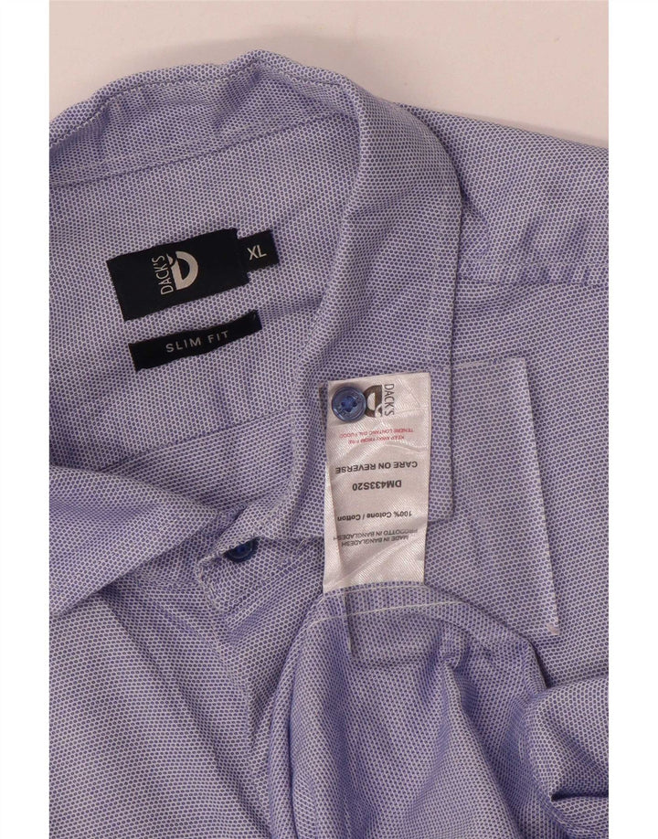 Camicia slim fit da uomo Dack XL in cotone maculato blu