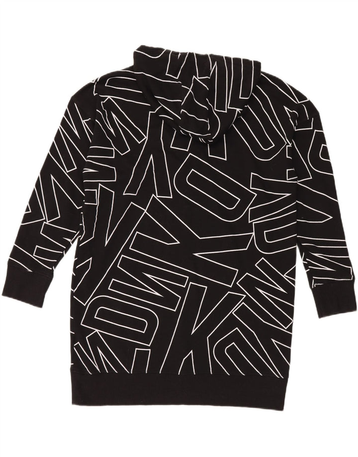 Maglione con cappuccio lungo grafico oversize da donna Dkny UK 14 medio nero