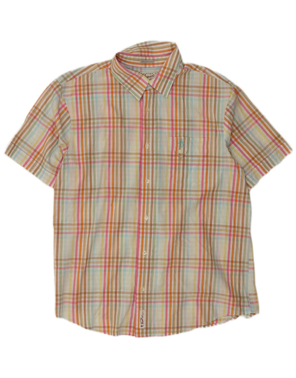 Penguin Heritage Camicia da uomo a maniche corte slim fit XL a quadri multicolore