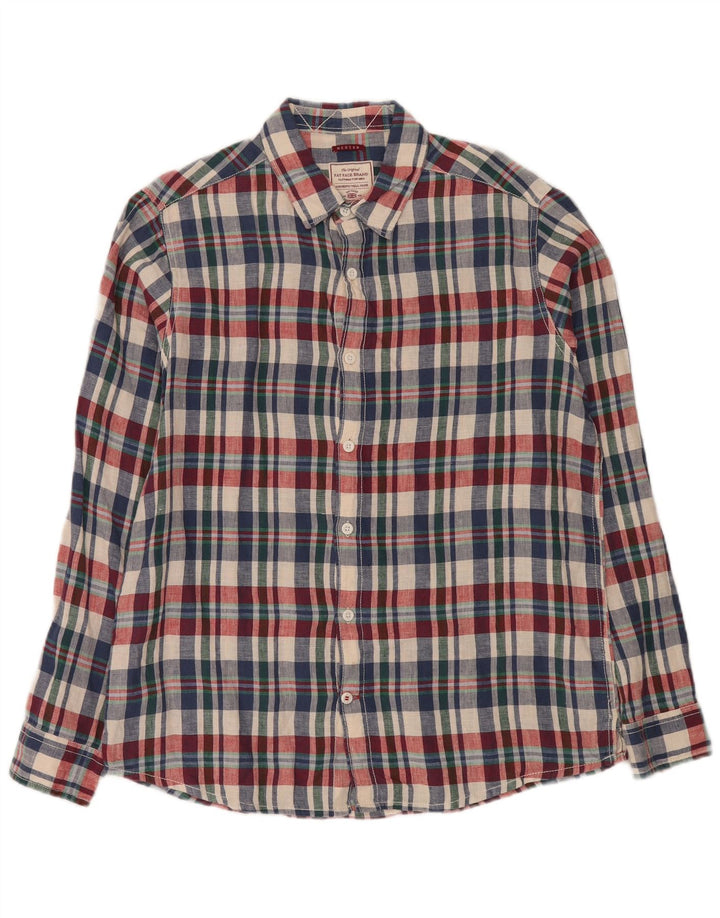 Camicia da uomo Fat Face Lino a quadri multicolore medio