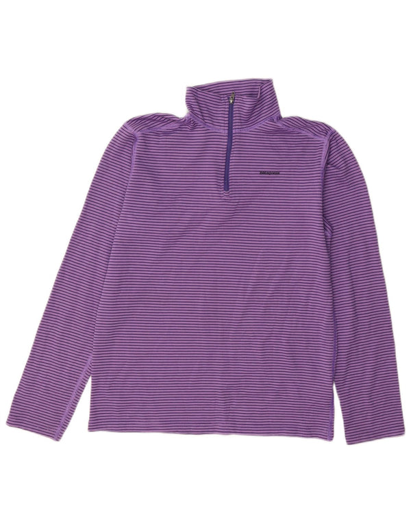 Patagonia Ragazza Pullover Tuta Top 13-14 Anni XL Viola Gessato