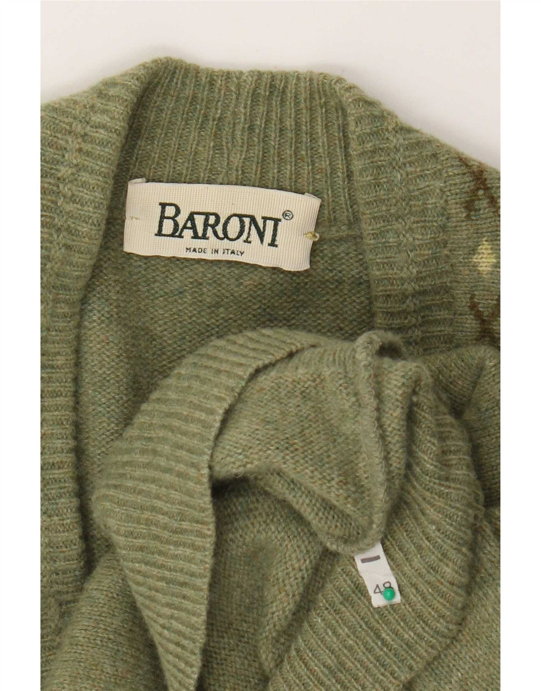 Maglione cardigan da uomo Baroni IT 48 Verde medio Argyle/Diamante