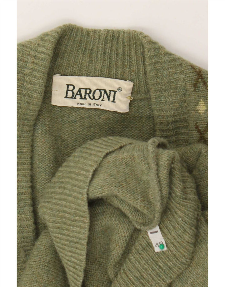 Maglione cardigan da uomo Baroni IT 48 Verde medio Argyle/Diamante