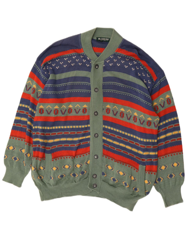 MCDAVIS Maglione cardigan da uomo in cotone a righe verdi grandi